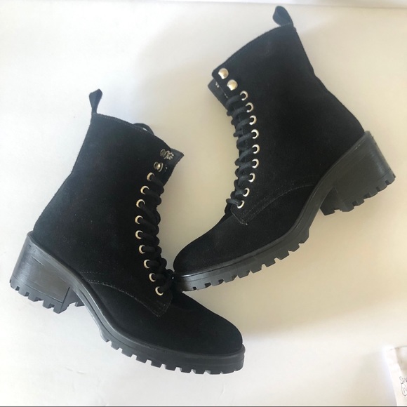 Steve Madden Gloat Black Leather Lace Up Combat Women Boots Size 8.5 - Picture 3 of 9